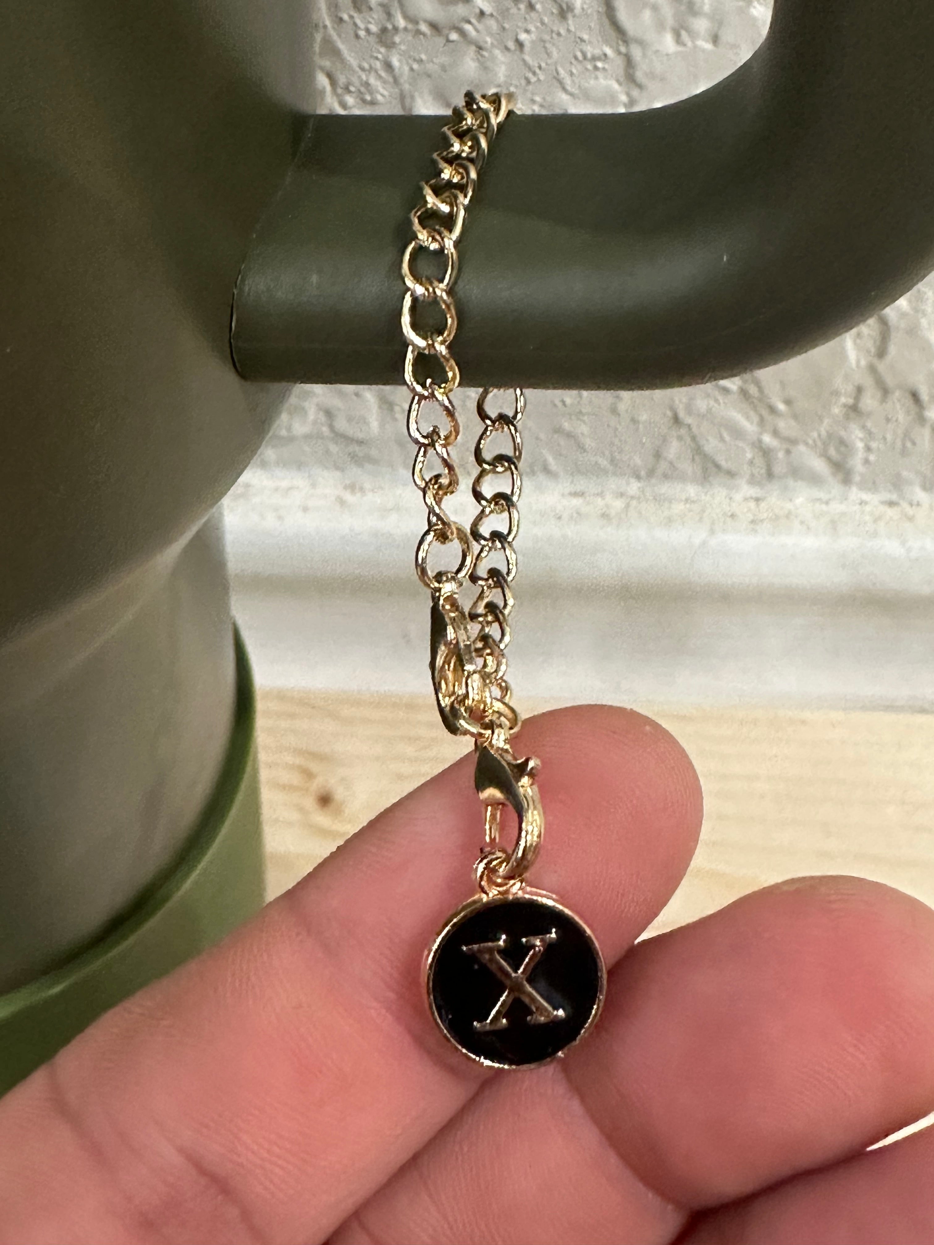 Black and Gold Stanley Cup Initial Tumbler Charm | Tumbler Accessories