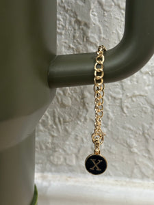 Black and Gold Stanley Cup Initial Tumbler Charm | Tumbler Accessories